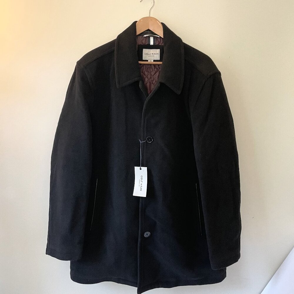 Cole Haan Men's Wool Plush Car Coat, size: XXL, color: blk